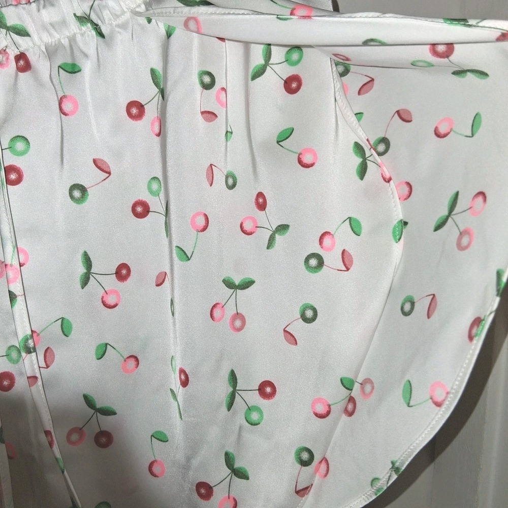 Colsie Womens Cami & Shorts Pajama Set Sleepwear Satin Cherry Print Size M - Picture 9 of 16